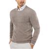 COOFANDY Pullover da Uomo Business Girocollo Pullover Lavorato a Maglia Pullover Lavorato a Maglia fine Maglione Basic da Uomo Maglione Felpa Bianco Marrone XXL