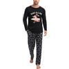 Jahetuul Set di Pigiama Uomo Cotone con Stampa Pigiama Lungo Uomo con Maniche Lunghe Invernale da Notte Lungo Pigiami Due Pezzi et Pantaloni con Tasche S-XXL