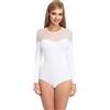 Merry Style Body Donna a Manica Lunga BD106 (Bianco, S)