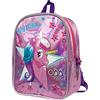 PERLETTI Zaino Unicorno con Glitter Rosa - Zainetto Bimba 2/5 Anni con Brillantini Rosa per Scuola Materna Asilo Viaggi - Cartella Olografica Catarifrangente con Stelle - 31x23x8 cm