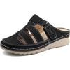 JOMIX Sandali Ciabatte Donna Estive Ciabatte Punta Chiusa Ortopedica Scarpe Aperte Comode Pianta Larga per Anziane Pantofole Ergonomiche per Signora Trasforata Traspirante JOIMIX WOX250651 Nero 36