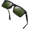 Joopin Occhiali da Sole Polarizzati Uomo Rettangolari TR90 Donna Occhiale da Sole Quadrati Guida Pesca Golf Sport Protezione UV400 Sunglasses (Verde Militare)