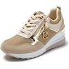 JOMIX Sneakers Donna Casual Scarpe Eleganti Sportive Zeppa Comode da Ginnastica Scarpe Traspirante Leggere da Camminata Fitness Palestra SD9405 (Beige, 36)