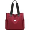 URAQT Borsa Tracolla Donna, Borse Tote a Mano da Donna in Nylon Leggero, Tessuto Oxford Impermeabile,Shopper Bag Donnas con Tasche Multiple,Adatto per Shopping Viaggi Lavoro Ufficio,34*31*15CM (Rosso)
