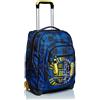 Seven Trolley Scuola, Blu, Check, 2 in 1, Doppio Uso, Zaino Con Carrello Fisso e Crossover System, Viaggio e Tempo Libero, Bambino Ragazzo