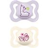MAM Air Succhietto 2-6 Mesi (Set da 2), Ciuccio MAM 2-6 mesi per pelli sensibili e delicate, Kit da 2 accessori neonato con tettarella in silicone e porta ciuccio sterilizzatore, Lilla/Rosa