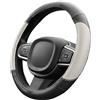 Upgrade4cars Coprivolante Auto Bianco Nero Finta Pelle Universale 37-38 cm | Rivestimento in gomma antiscivolo | inodore & resistente | Montaggio facile & veloce | Qualità collaudata