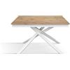 KONTE.DESIGN Tavolo VOLPAIA in legno, finitura rovere rustico e base in metallo verniciato bianco, allungabile 160x90 cm - 210x90 cm