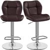 Yaheetech Set 2 Sgabelli Bar Alti Cucina Moderni Design in Similpelle con Schienale Girevole 360° Altezza Regolabile Da Penisola Marrone