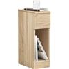 SoBuy Comodino Sottile comodino per camera da letto con cassetto e ripiano comodini per camera da letto e soggiorno Tavolino divano Naturale L20 x P35 x A60 cm FBT111-N