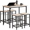 SoBuy Set Tavolo da Bar Alto con 4 Sgabelli Tavolo Salvaspazio per Cucina Piccola e Balcone, Stile Industriale Moderno Tavolino Alto da Esterno per Giardino o Terrazzo OGT11-N