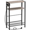 HOOBRO Tavolino Stretto con Presa, Comodino a 3 Livelli, 1 Presa Standard e 2 Porte USB, per Piccoli Spazi, Bordi Rialzati, Stile Vintage, per Soggiorno, Camera da Letto, Grigio EBG102CBZ01