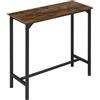 EUGAD Tavolo da Bar Salvaspazio, Tavolo Alto da Cucina Stretto, per Home Bar, Bistrot, Penisola Cucina, Piano in Legno, Telaio in Metallo, Marrone Rustico + Nero