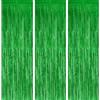 OFFCUP Tende Metalliche, 3pz Tende Metalliche Feste, 1x2m Tinsel, Adatto per Compleanni, Matrimoni, Baby Shower, Feste, Lauree, Decorazioni Natalizie, Sfondo Della Parete Fotografica (Verde)