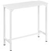 EUGAD Tavolo da Bar Salvaspazio, Tavolo Alto da Cucina Stretto, per Home Bar, Bistrot, Penisola Cucina, Piano in Legno, Telaio in Metallo, Bianco, 100x40x100 cm