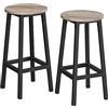 VASAGLE Set di 2 Sgabelli da Bar, Sedie da Cucina, Struttura in Metallo, Montaggio Facile, Alto 65 cm, con Poggiapiedi, per Cucina, Soggiorno, Sala da Pranzo, Grigio e Nero LBC032B02
