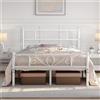 Yaheetech Letto Matrimoniale in Ferro Battuto a Doghe Struttura Letto in Metallo 140 x 200 cm Testiera Elegante Stile Rustico Moderno Bianco