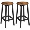 VASAGLE Set di 2 Sgabelli da Bar, Sedie da Cucina, Struttura in Metallo, Montaggio Facile, Alto 65 cm, con Poggiapiedi, per Cucina, Soggiorno, Sala da Pranzo, Marrone Vintage e Nero Classico LBC32X