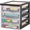 Iris Ohyama Cassettiera in Plastica, Portaoggetti, 4 Cassetti Medi, Nero, Apertura Facile, Formato A5, Trasparente, Per Ufficio, Documenti, Forniture, File, Contenitore, Senza BPA, DC-A5