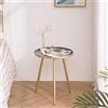 YOUDENOVA - Tavolino da salotto in metallo, rotondo, decorazione moderna, con treppiede in tubo in acciaio del diametro di 40,5 cm x 50 cm, colore oro