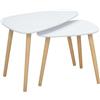 HOMCOM Set 2 Tavolini da Salotto Impilabili Stile Nordico, Tavoli Bassi da Caffè con Gambe in Legno per Soggiorno e Camera, Bianco