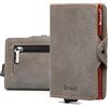 Bronzi Portafoglio Porta Carte Credito - Portafoglio Uomo Donna Slim Portacarte - Mini Porta Tessere - Protezione RFID Portatessere - Design Smart Opaco Grigio