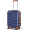 Vipbox Valigie Rigide Piccolo 55cm (3 ANNI DI SERVIZIO VIP) Policarbonato Ultra Leggera Trolley da Viaggio Durevole Valigia con Chiusura TSA e 4 Ruote, Blu Classico