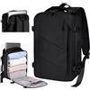 Gluckstar Zaino per Ryanair/Wizzair 40X20X25, Zaino da Viaggio Cabina Bagaglio a Mano 15 Pollici Zaino Porta Pc Donna Uomo, Borse da Viaggi Trekking Zaini Aereo Lavoro Zainetto 20L (Nero)