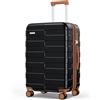 Vipbox Valigie Rigide Media 65cm (3 ANNI DI SERVIZIO VIP) Espandibile Policarbonato Ultra Leggera Trolley da Viaggio Durevole Valigia con Chiusura TSA e 4 Ruote, Nero Premium