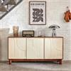 DEGHI Credenza 150x76h cm impiallacciato effetto noce con 3 ante beige e decorazione in rilievo - Hollie