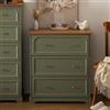DEGHI Cassettiera 72x81h cm in legno verde e naturale con 3 cassetti soft close - Charlotte