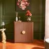 DEGHI Credenza 80x85h cm in legno effetto noce cannettato e oro con 2 ante - Yuna