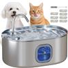 PawHut Fontanella per Cani Gatto da 7L con Luce LED, 7 Filtri Ricambio e Spazzola, Fontana per Gatti in Acciaio Inox 304, 32x22.1x22.3 cm, Argento