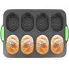YZROHYI Stampi per Pane,Stampo Antiaderente per Panini,Teglia per Pane da Forno Silicone,Teglia Silicone per Panini,Stampi Silicones Dolci,Accessori per Fare Il Panes con 8 Scomparti-33x23.3x2.8 cm