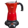 Bestron Moka elettrica con base, Viva Italia, Per 6 tazzine da caffè: 180 ml, 480 Watt, Alluminio, Rosso