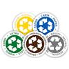 GOYAPRINT Adesivi per riciclaggio, confezione da 5 pezzi, 5 cm | Etichette adesive per vetro, carta, plastica biologica, diverse lingue, gestione dei rifiuti, per esterni, casa, ufficio