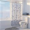 Croydex Tenda da doccia con motivo terrazzo blu, 100% poliestere con orlo zavorrato, lavabile in lavatrice e rivestita con Proseal per idrorepellenza, 1800 x 1800 mm