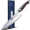 HOSHANHO Coltelli da Cucina da 20cm, Giapponesi Coltello da Chef in Acciaio | Professionale Coltello Chef con Impugnatura Ergonomica, Bordo a Doppio Smusso di 15° e Durezza 60 HRC, Regalo
