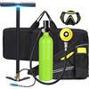 FGKING Mini Scuba Bombola Diving Tank, Scuba Serbatoio di Riserva Aria Cilindro con 15-20 Minuti Diving Ossigeno Serbatoio con Pompa Respiro Sott'Acqua Dispositivo (132 Respirare Times),Verde