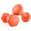 SONGMICS Set di 2 Manubri, 2 x 3 kg, Manubri Esagonale con Superficie in Vinile, per Fitness, Esercizio, Addestramento, per Palestro in Casa, Arancione Papaya SYL906O01