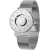 EUTOUR Orologio Cieco Magnetico da Uomo Cuscinetto a Sfera Silent Touch Resistente all'Acqua Moda Minimalista Senza Vetro Orologio al Quarzo 40mm Maglia Milanese Cinturino Acciaio Inox Argenteo