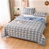 Surwin Copriletto Trapuntato a Quadri Vintage per Estivo Primaverile, Trapunta in Microfibra Morbido Leggera Trapuntino Multiuso per Letto Singolo, Letto Matrimoniale (Blu Grigio 1,200x230cm)