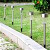 BAKAJI Set 10 Lampade da Giardino LED Ricarica Solare Impermeabili Altezza 30 cm Paletti Luci per Sentieri Segnapasso Illuminazione per esterno Crepuscolare Design Moderno Colore Silver