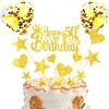 DKBT Happy Birthday 50 Anni Decorazioni Torta Compleanno 13 Pezzi Topper Torta Buon Compleanno con Glitter per Feste di Compleanno(Oro)