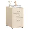 HollyHOME Armadietto portaoggetti mobile con 3 cassetti, in metallo, con ruote, per casa, ufficio, colore: crema