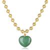 COAI Collana Acciaio Inossidabile Donna Oro 18K con Ciondolo Cuore di Pietre Dure, Collana Pietre Naturali da Donna con Catena a Sfere - Quarzo Rosa e Avventurina Verde