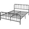 LIFEZEAL Struttura Letto Matrimoniale, King Size, 160x200cm, in Ferro Battuto, Max 300 kg, Telaio Letto a Doghe, Rete, Base, con Testiera, per Adulti, Camera da Letto, Moderno, Nero
