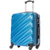 R.Leone Valigia 56x45x25 cm 45x36x20 cm EasyJet Trolley Bagaglio a mano in ABS 4 Ruote Da 1 pezzo fino a set 2 Pezzi 2130 (Azzurro, S 56x45x25cm)