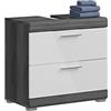 xonox.home Scout X06B2707 - Mobile sottolavabo, mobiletto da bagno, in colore bianco lucido, struttura color argento fumo, ca. 60 x 56 x 34 cm, con cassetti