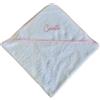 Generico Asciugamano con cappuccio personalizzato, accappatoio neonati con nome ricamato, telo bagnetto in morbda spugna di cotone bianca con sbieco rosa e stelline, idea regalo nascita battesimo o Natale